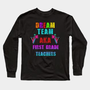 Scratchy first grade teachers dream team pink and blue Long Sleeve T-Shirt